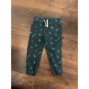 Peek Kids Boys Teal Green Bug Insect Print Jogger Sweatpants 2T Elastic Waist